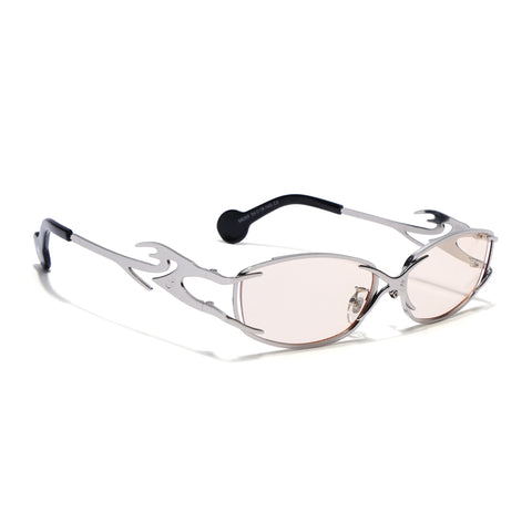 Flammo | Light Brown Rectangle Sunglasses | Silver Frame - MG8560