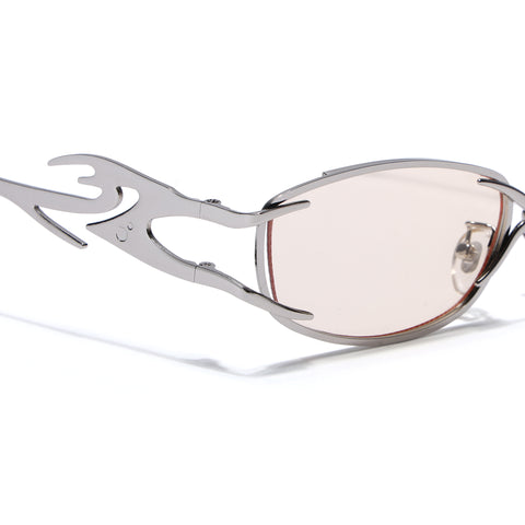 Flammo | Light Brown Rectangle Sunglasses | Silver Frame - MG8560