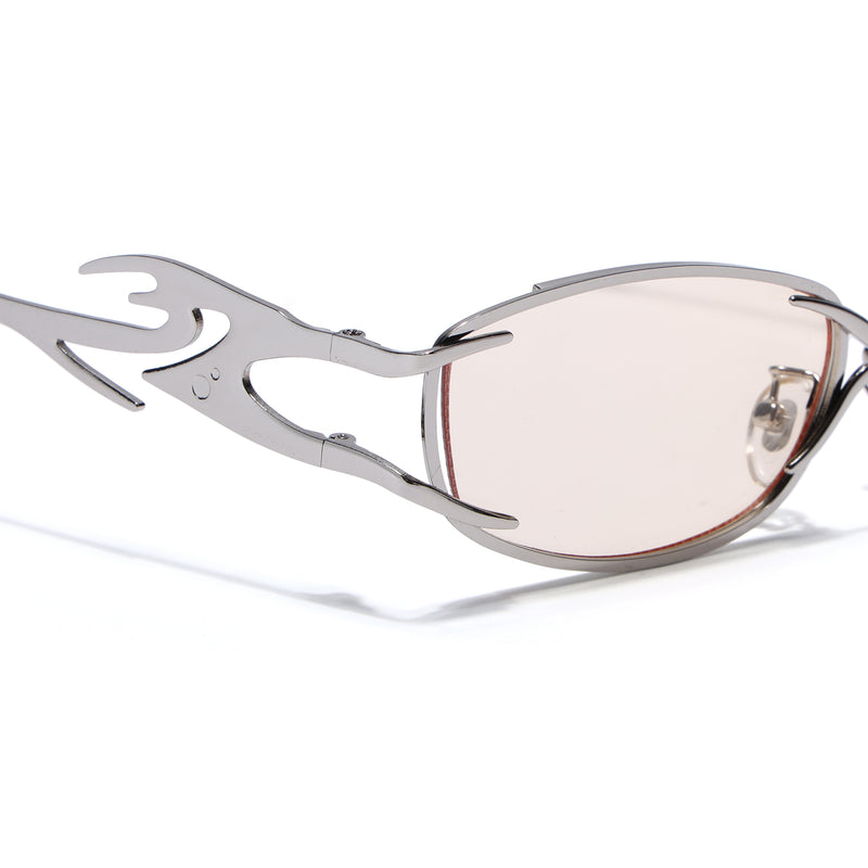 Flammo | Light Brown Rectangle Sunglasses | Silver Frame - MG8560