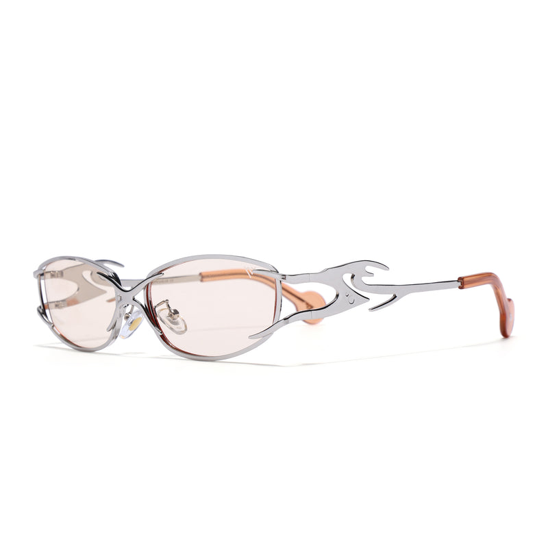 Flammo | Light Brown Rectangle Sunglasses | Silver Frame - MG8561