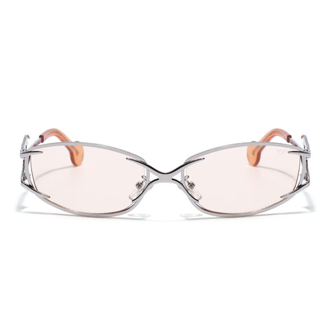 Flammo | Light Brown Rectangle Sunglasses | Silver Frame - MG8561