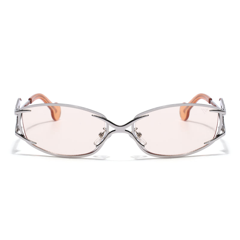 Flammo | Light Brown Rectangle Sunglasses | Silver Frame - MG8561