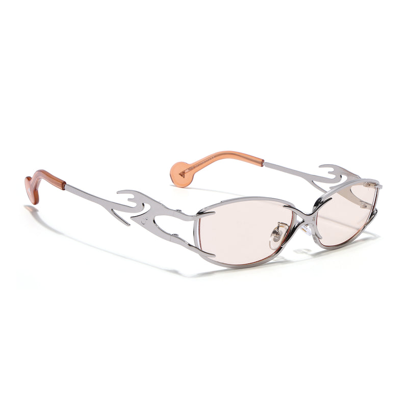 Flammo | Light Brown Rectangle Sunglasses | Silver Frame - MG8561