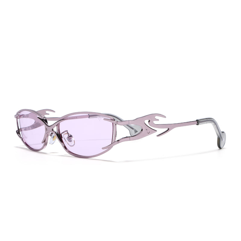 Flammo | Pale Lavender Rectangle Sunglasses | Silver Frame - MG8562