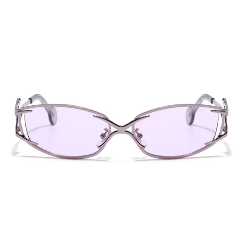 Flammo | Pale Lavender Rectangle Sunglasses | Silver Frame - MG8562