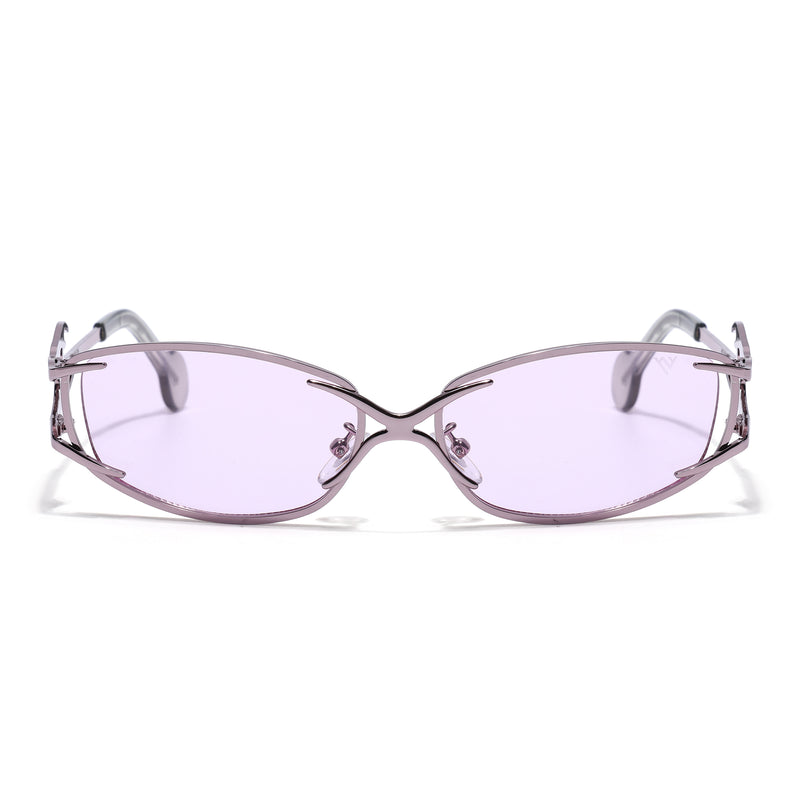 Flammo | Pale Lavender Rectangle Sunglasses | Silver Frame - MG8562
