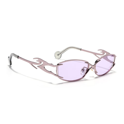 Flammo | Pale Lavender Rectangle Sunglasses | Silver Frame - MG8562