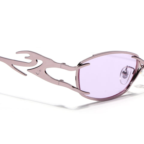 Flammo | Pale Lavender Rectangle Sunglasses | Silver Frame - MG8562