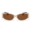 Flammo | Tan Brown Rectangle Sunglasses | Golden Frame - MG8563