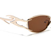 Flammo | Tan Brown Rectangle Sunglasses | Golden Frame - MG8563