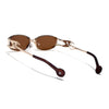 Flammo | Tan Brown Rectangle Sunglasses | Golden Frame - MG8563