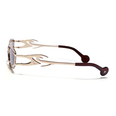 Flammo | Tan Brown Rectangle Sunglasses | Golden Frame - MG8563