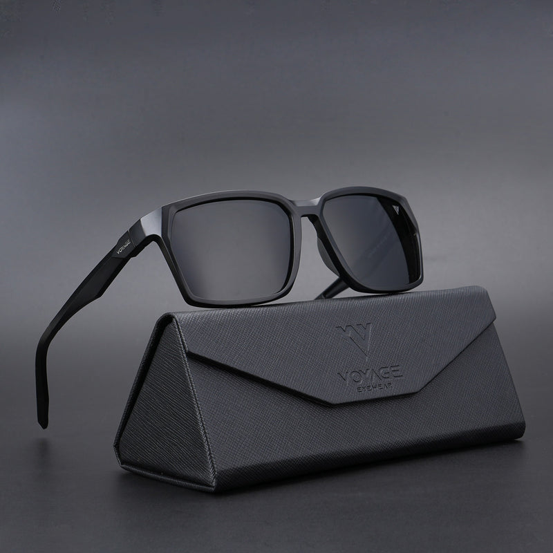 Wayfarer Polarized Sunglasses (Black Lens | Matt Black & Grey Frame - PMG5283)