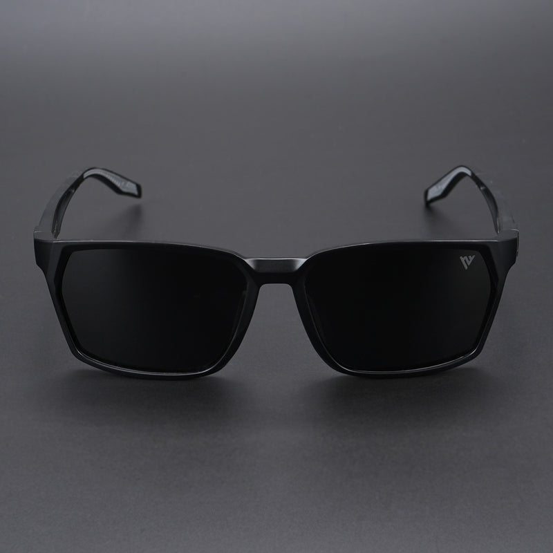 Wayfarer Polarized Sunglasses (Black Lens | Matt Black & Grey Frame - PMG5283)