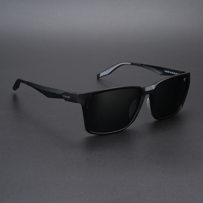 Wayfarer Polarized Sunglasses (Black Lens | Matt Black & Grey Frame - PMG5283)