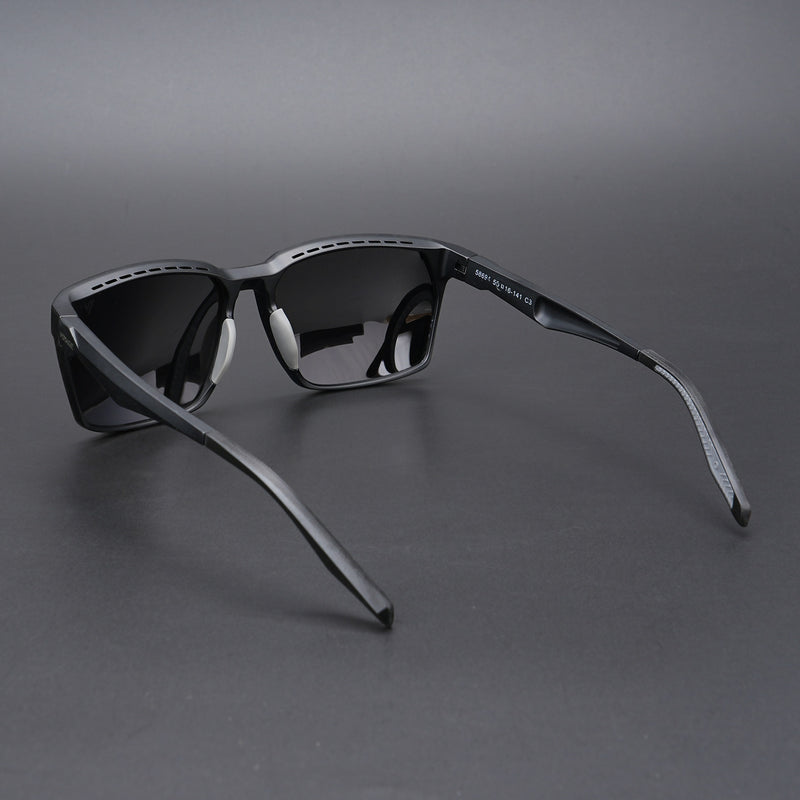 Wayfarer Polarized Sunglasses (Black Lens | Matt Black & Grey Frame - PMG5283)