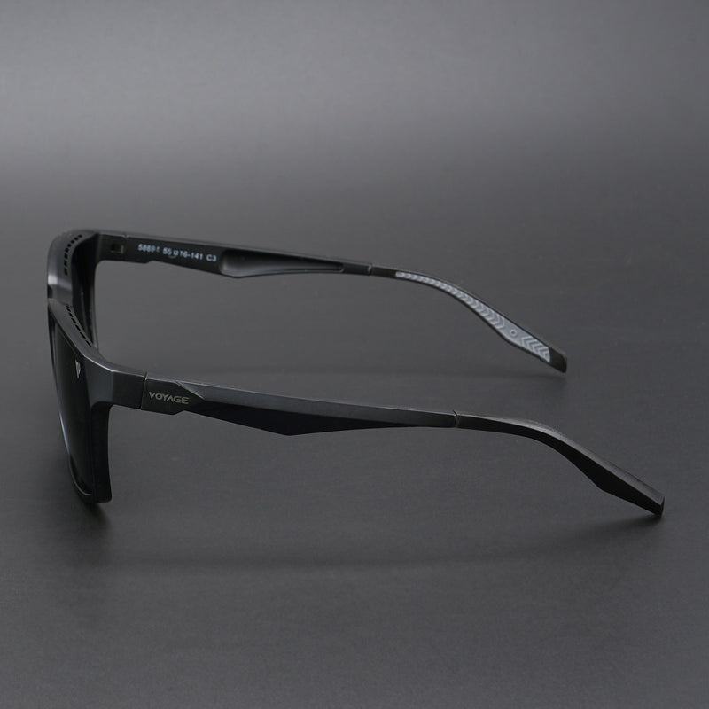 Wayfarer Polarized Sunglasses (Black Lens | Matt Black & Grey Frame - PMG5283)