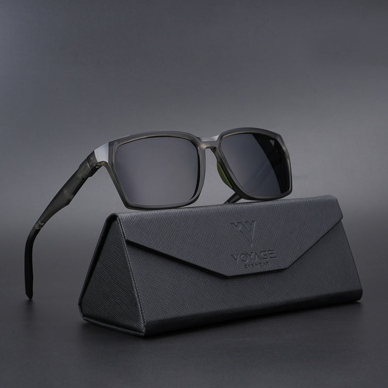 Wayfarer Polarized Sunglasses (Black Lens | Grey & Green Frame - PMG5286)