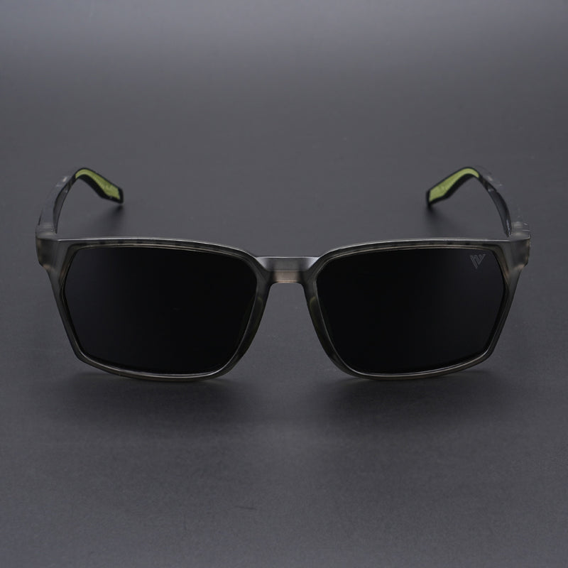 Wayfarer Polarized Sunglasses (Black Lens | Grey & Green Frame - PMG5286)