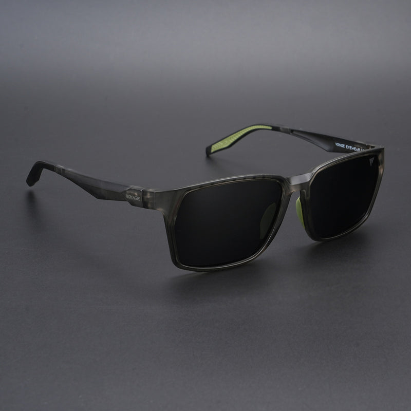 Wayfarer Polarized Sunglasses (Black Lens | Grey & Green Frame - PMG5286)