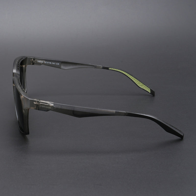 Wayfarer Polarized Sunglasses (Black Lens | Grey & Green Frame - PMG5286)