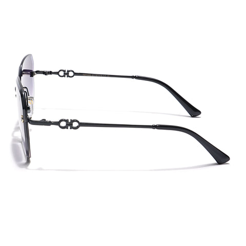 Oversize Sunglasses (Grey & Clear Lens | Rimless Frame - MG6021)