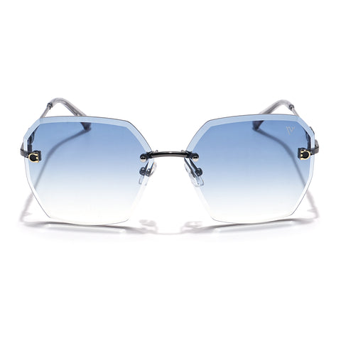Oversize Sunglasses (Blue & Clear Lens | Rimless Frame - MG6025)
