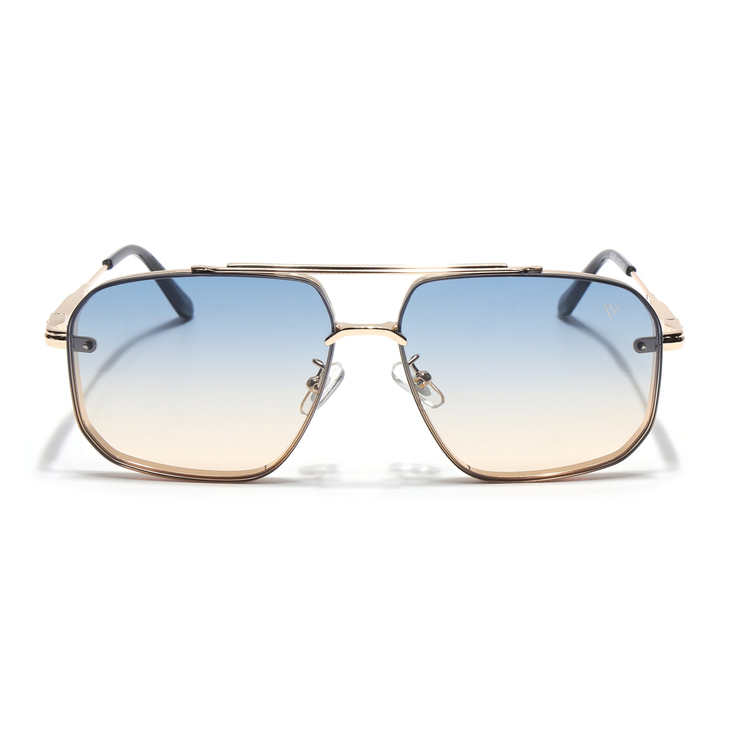 Wayfarer Sunglasses for Men & Women (Blue & Clear Lens | Golden Frame - MG6885)