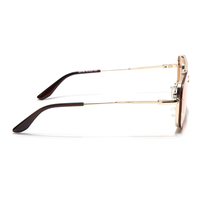 Wayfarer Sunglasses for Men & Women (Pink Lens | Golden Frame - MG6886)