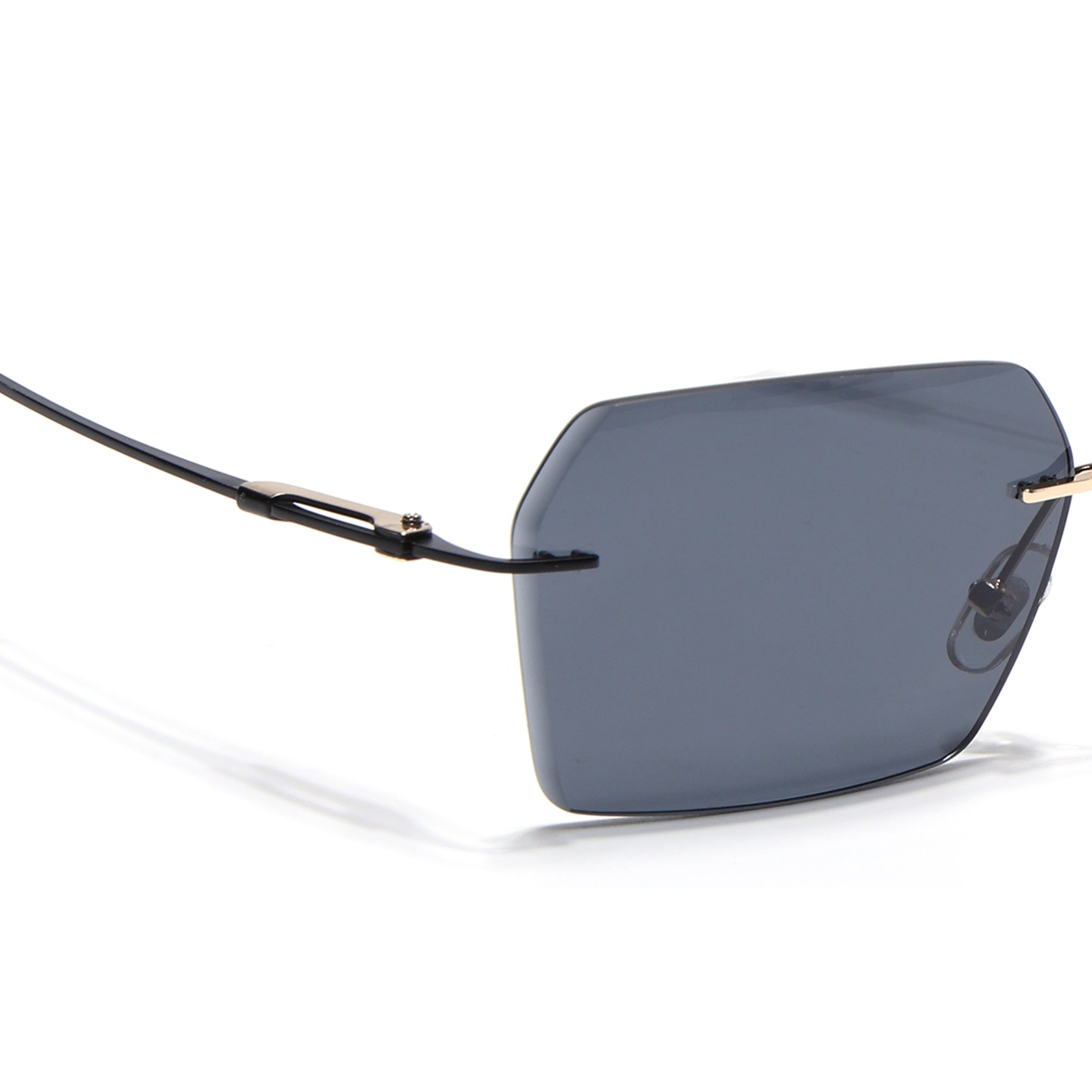 Rimless Sunglasses for Men & Women (Grey Lens | Golden & Black Frame - MG7169)