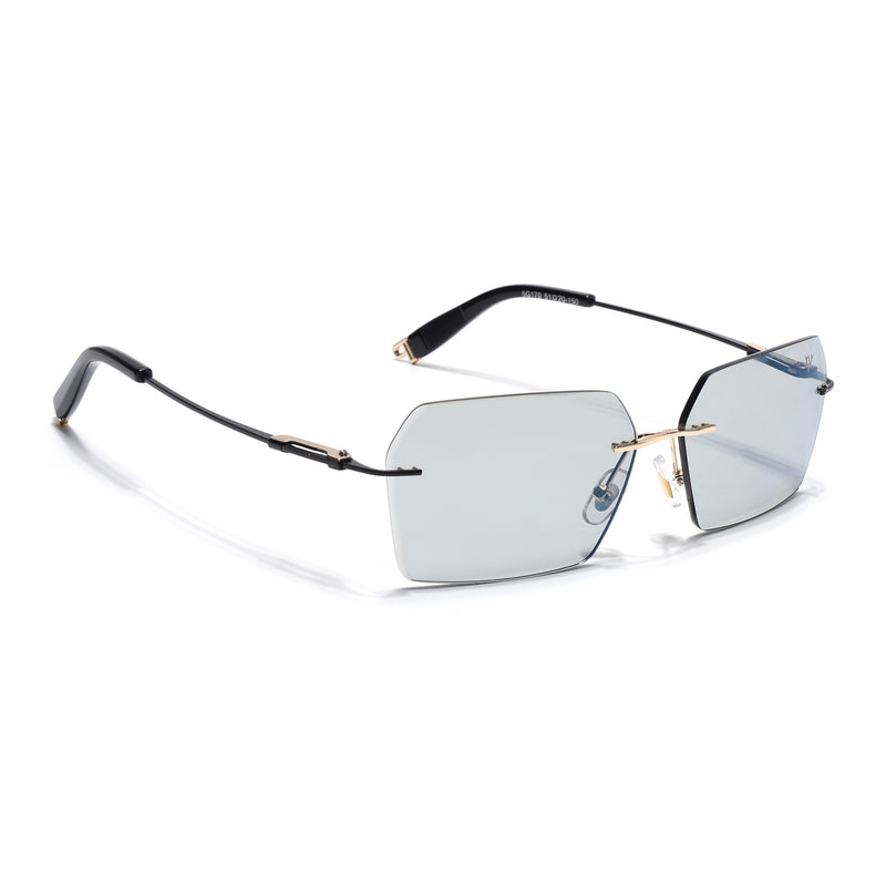 Evoke | Transparent Grey Rimless Sunglasses | Golden & Black Frame - MG7170