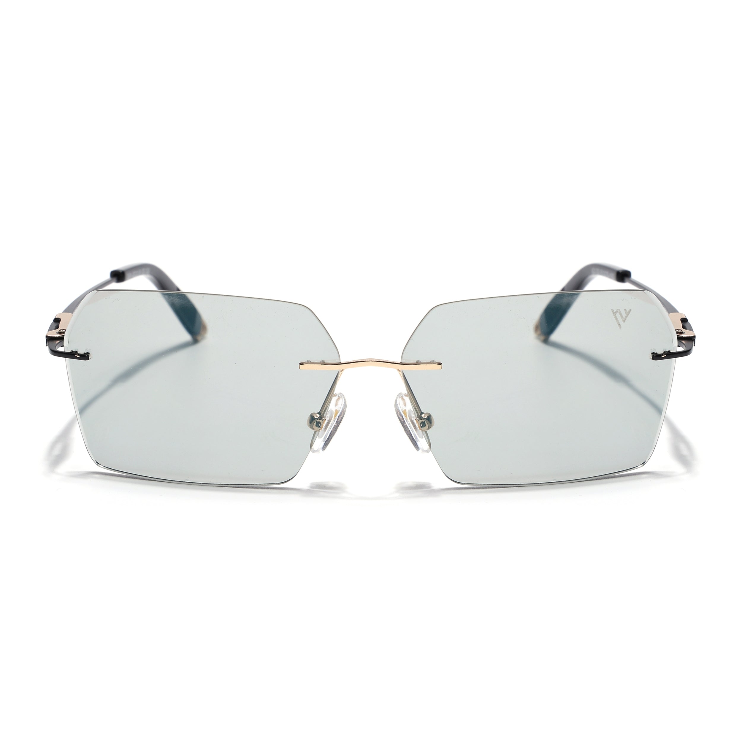 Rimless Sunglasses for Men & Women (Transparent Grey Lens | Golden & Black Frame - MG7170)