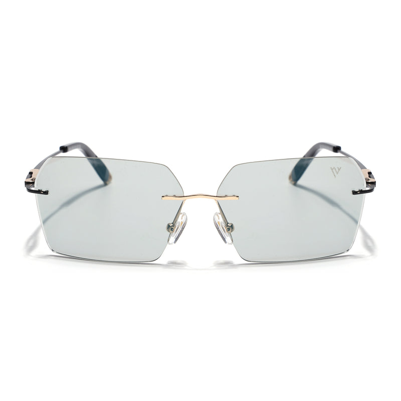 Evoke | Transparent Grey Rimless Sunglasses | Golden & Black Frame - MG7170