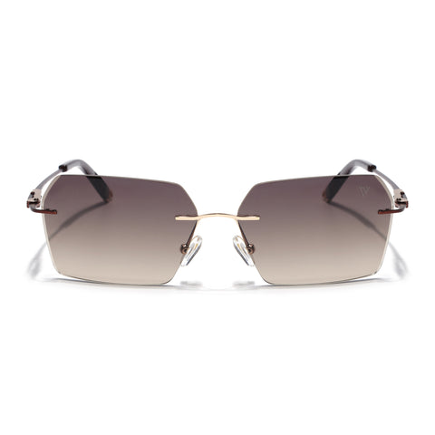 Evoke | Brown & Clear Rimless Sunglasses | Golden & Brown Frame - MG7171
