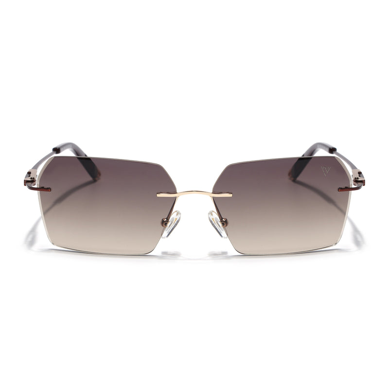 Evoke | Brown & Clear Rimless Sunglasses | Golden & Brown Frame - MG7171