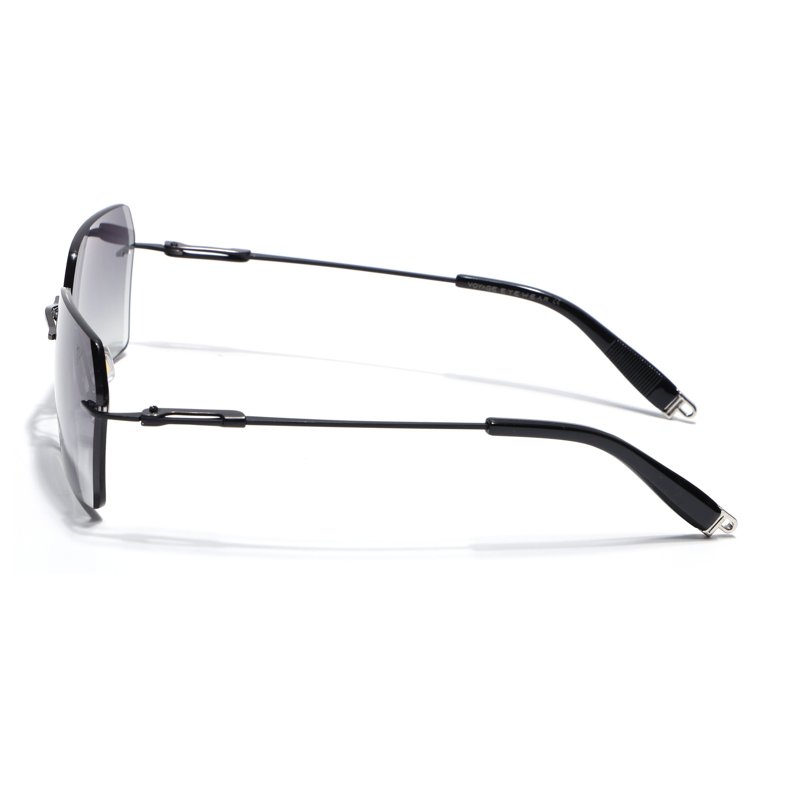 Rimless Sunglasses for Men & Women (Olive & Clear Lens | Black Frame - MG7254)