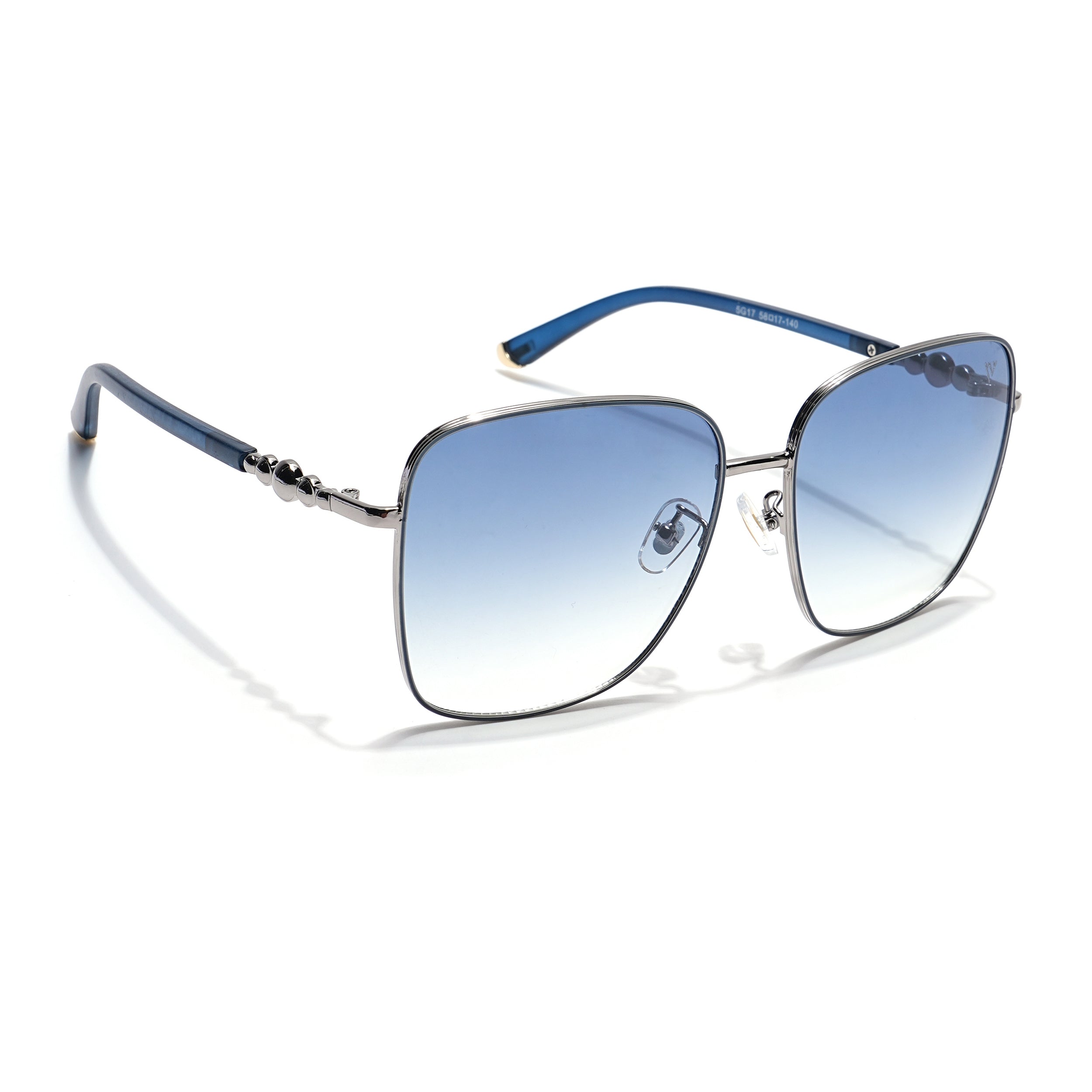 Square Sunglasses (Blue & Clear Lens | Silver & Blue Frame - MG6003)