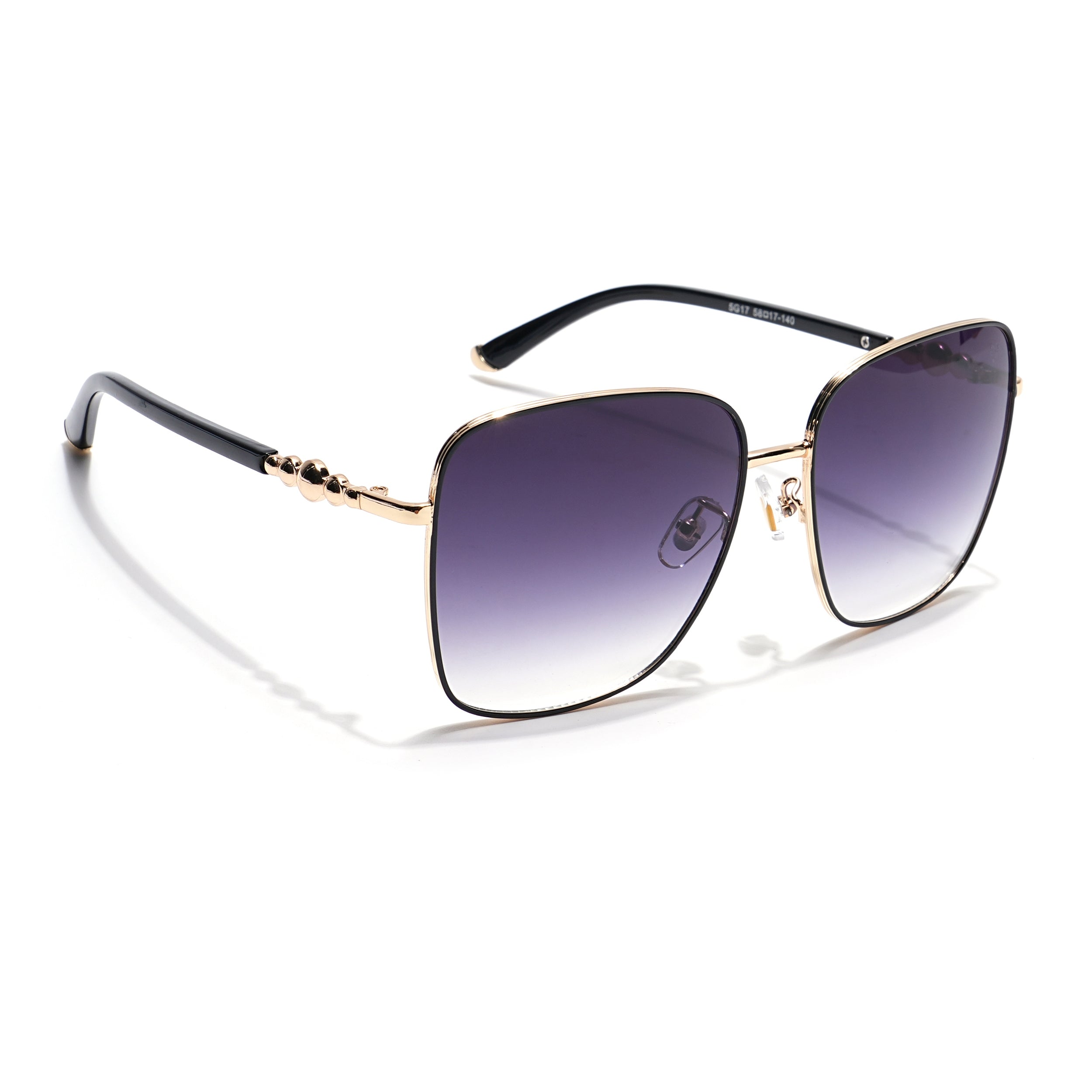 Square Sunglasses (Grey & Clear Lens | Golden & Black Frame - MG6004)