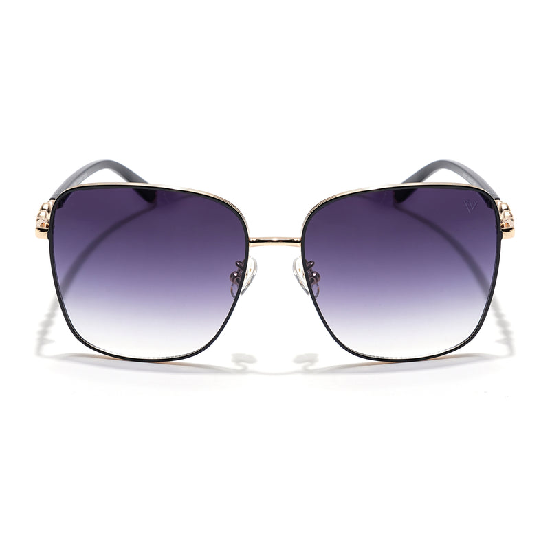 Square Sunglasses (Grey & Clear Lens | Golden & Black Frame - MG6004)
