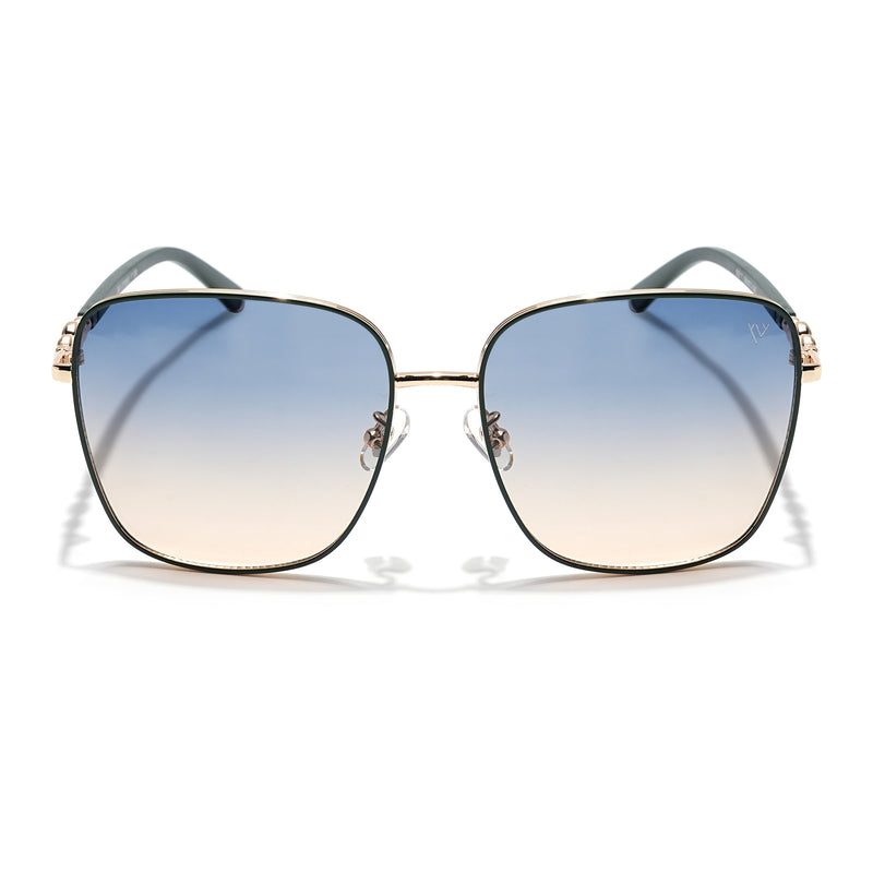 Square Sunglasses (Blue & Brown Lens | Golden & Green Frame - MG6007)