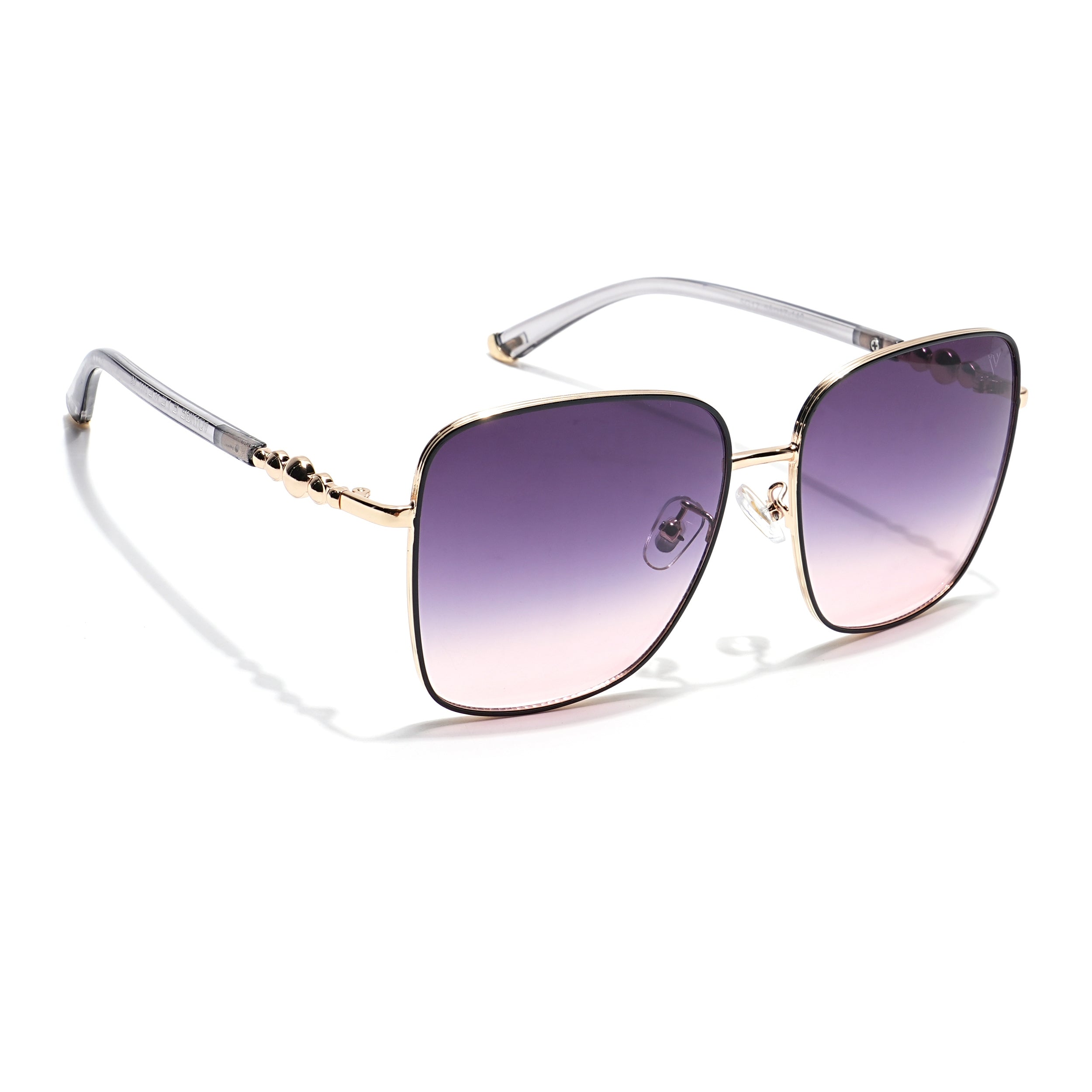 Square Sunglasses (Purple & Pink Lens | Golden & Black Frame - MG6008)