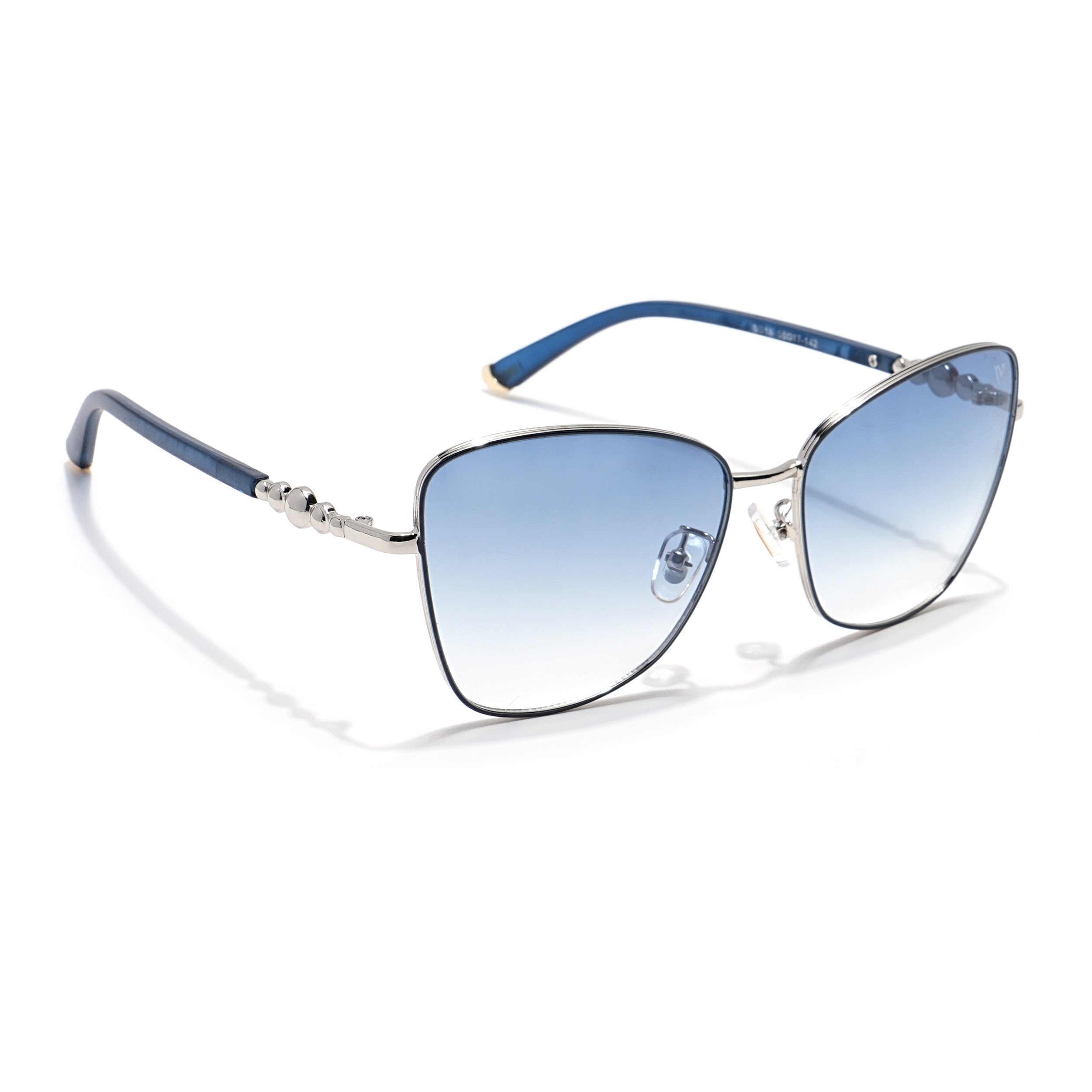 Cateye Sunglasses (Grey & Clear Lens | Silver & Blue Frame - MG5995)