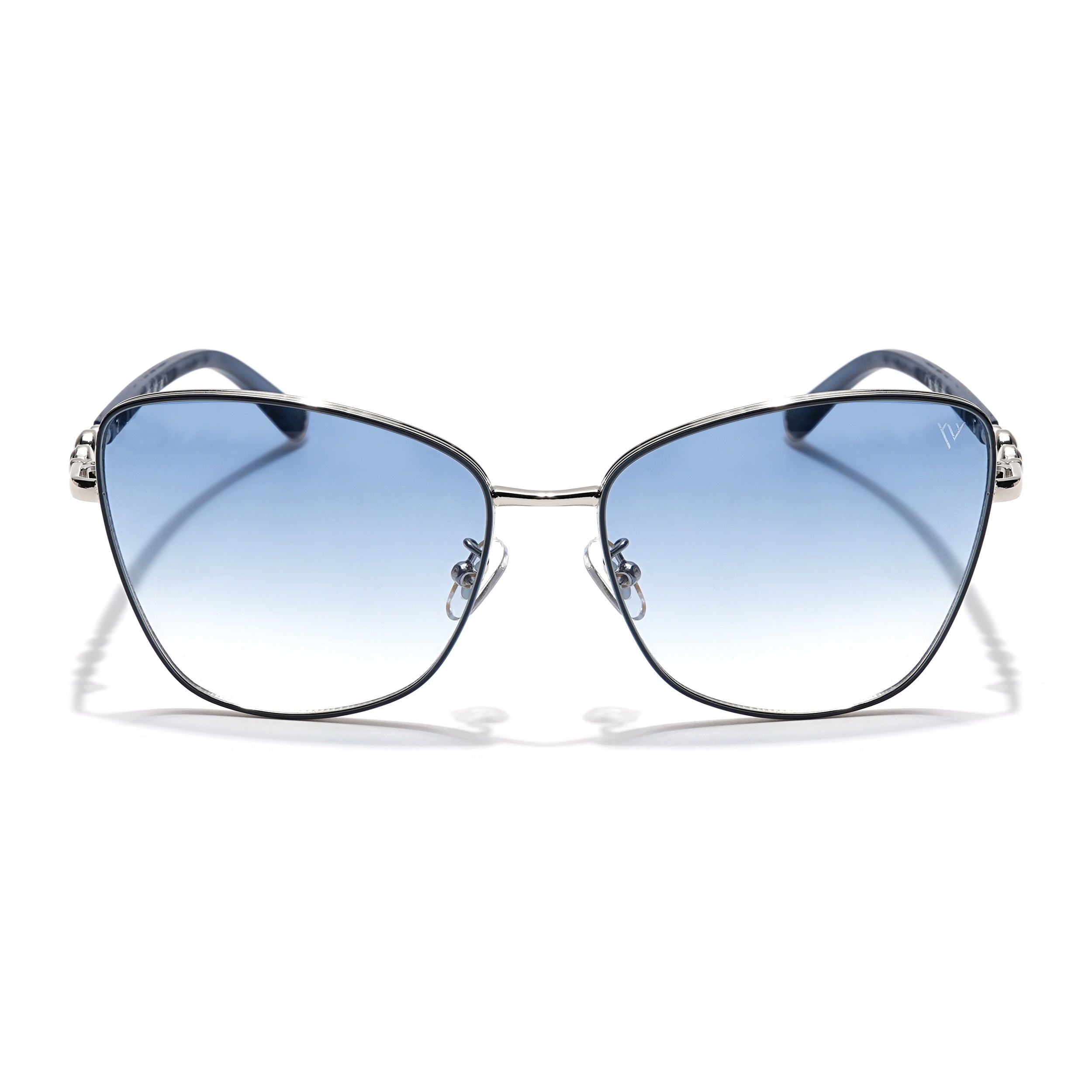 Cateye Sunglasses (Grey & Clear Lens | Silver & Blue Frame - MG5995)