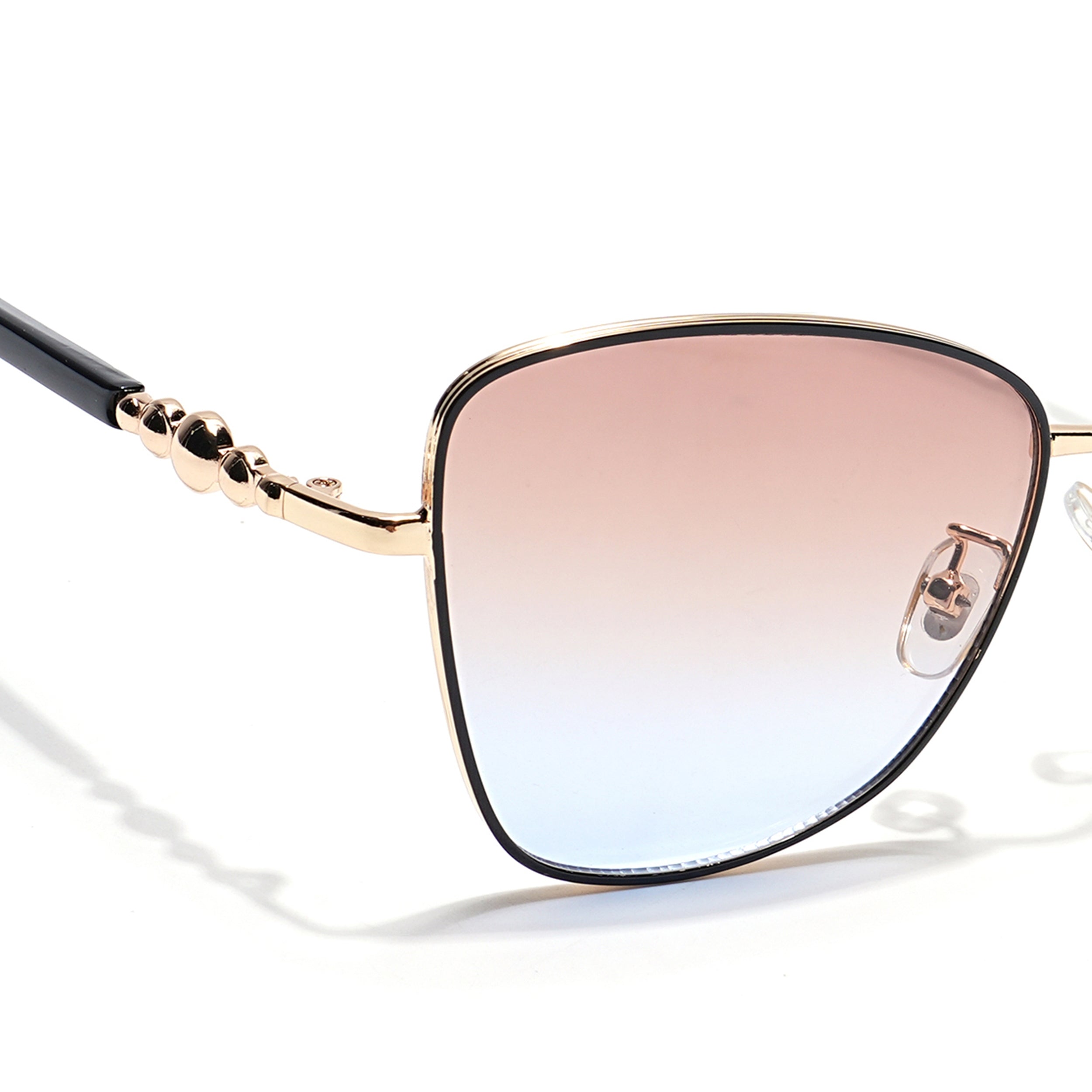 Cateye Sunglasses (Brown & Blue Lens | Golden & Black Frame - MG5996)