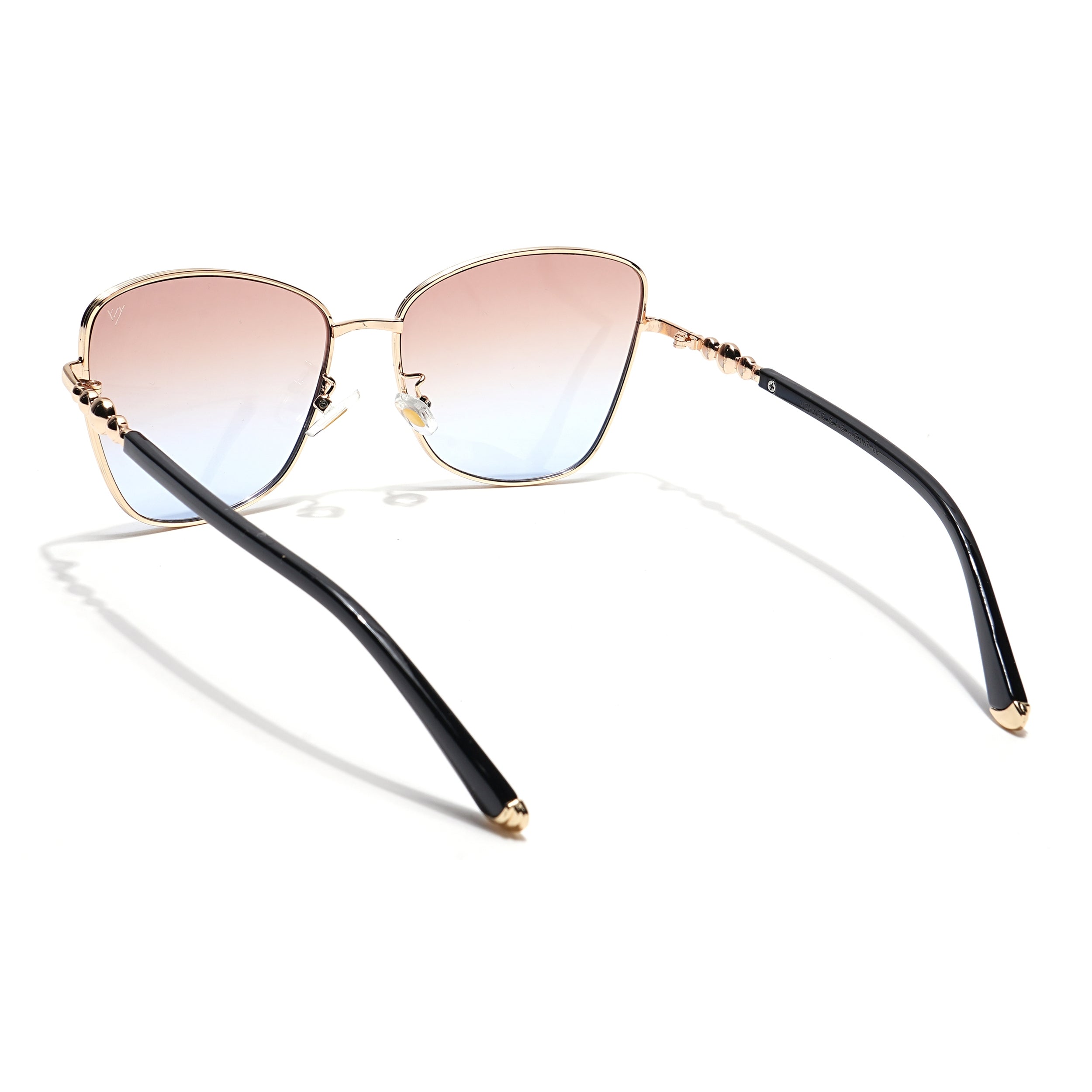 Cateye Sunglasses (Brown & Blue Lens | Golden & Black Frame - MG5996)