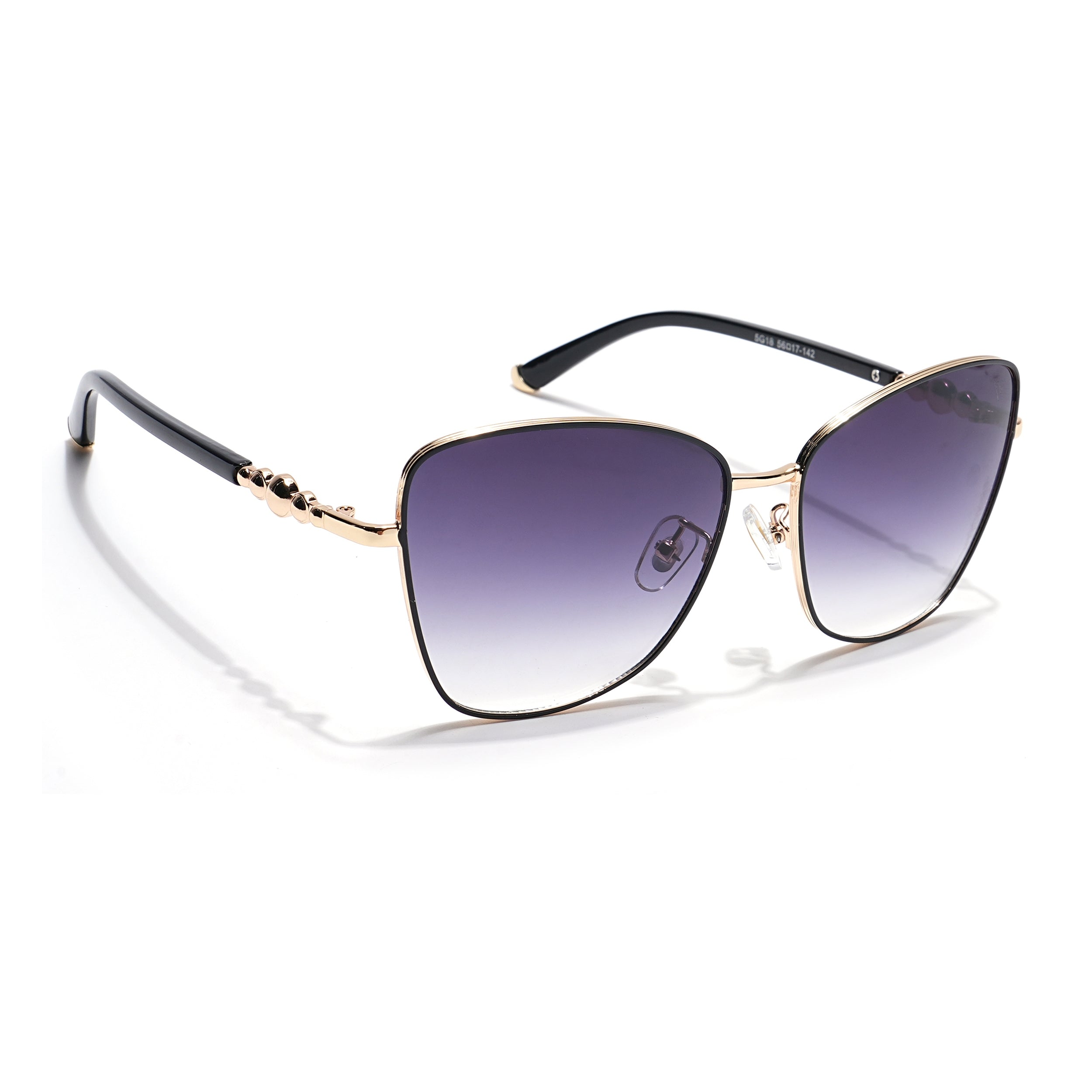 Cateye Sunglasses (Grey & Clear Lens | Golden & Black Frame - MG6001)