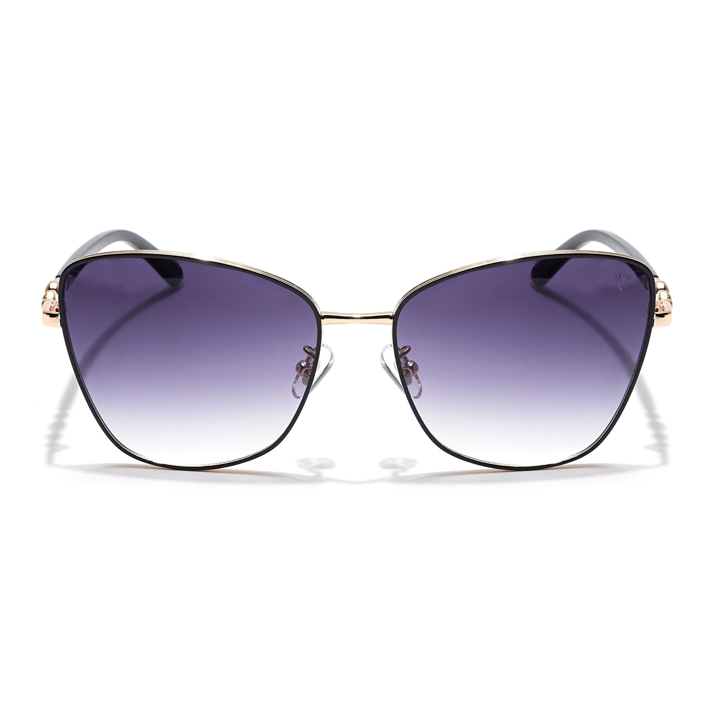 Cateye Sunglasses (Grey & Clear Lens | Golden & Black Frame - MG6001)