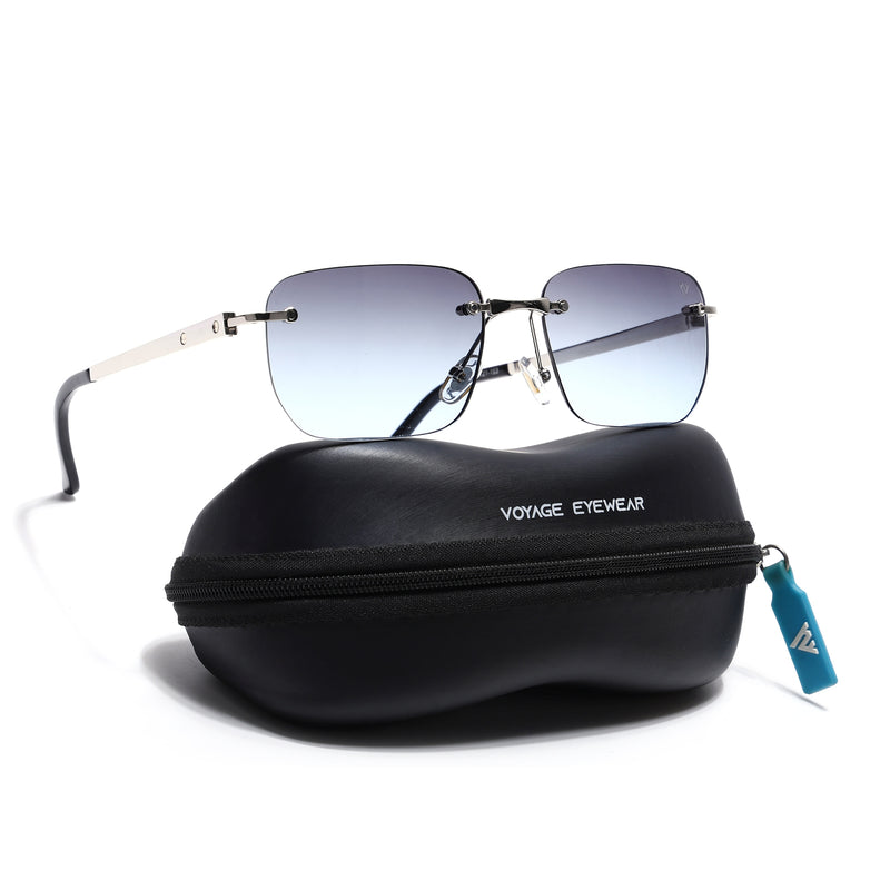 Rayn | Grey & Clear Rimless Sunglasses | Silver Frame - MG7602