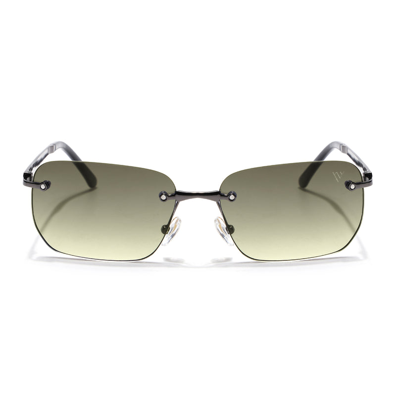 Rayn | Olive & Clear Rimless Sunglasses | Grey Frame - MG7603