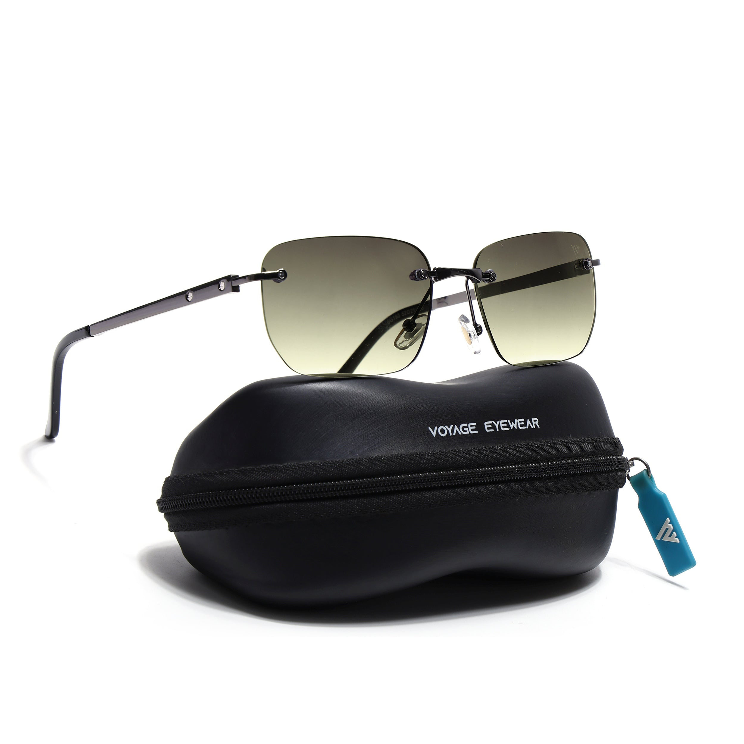 Rayn | Olive & Clear Rimless Sunglasses | Grey Frame - MG7603